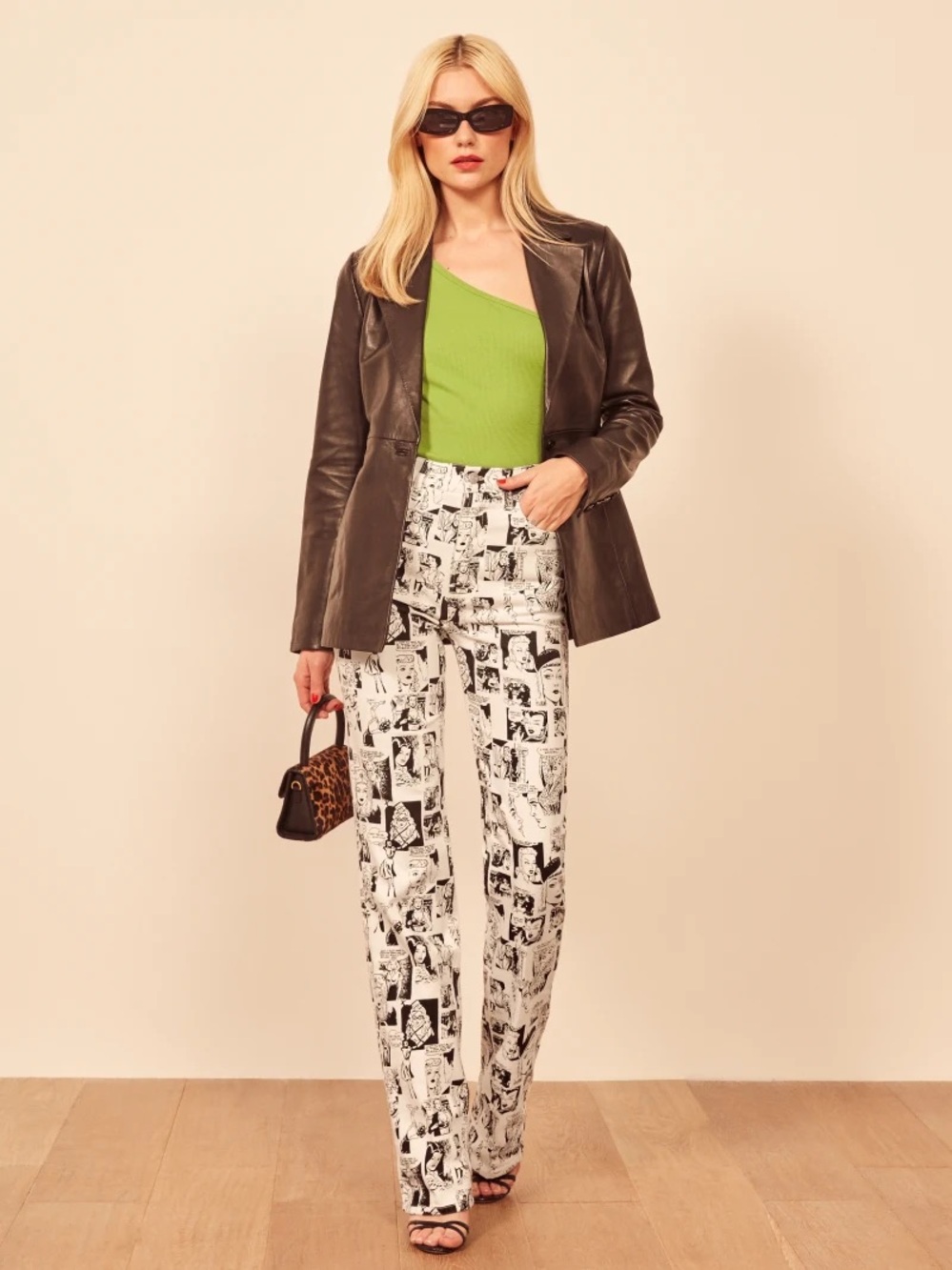 Reformation Newsprint High Rise Straight Long Jeans